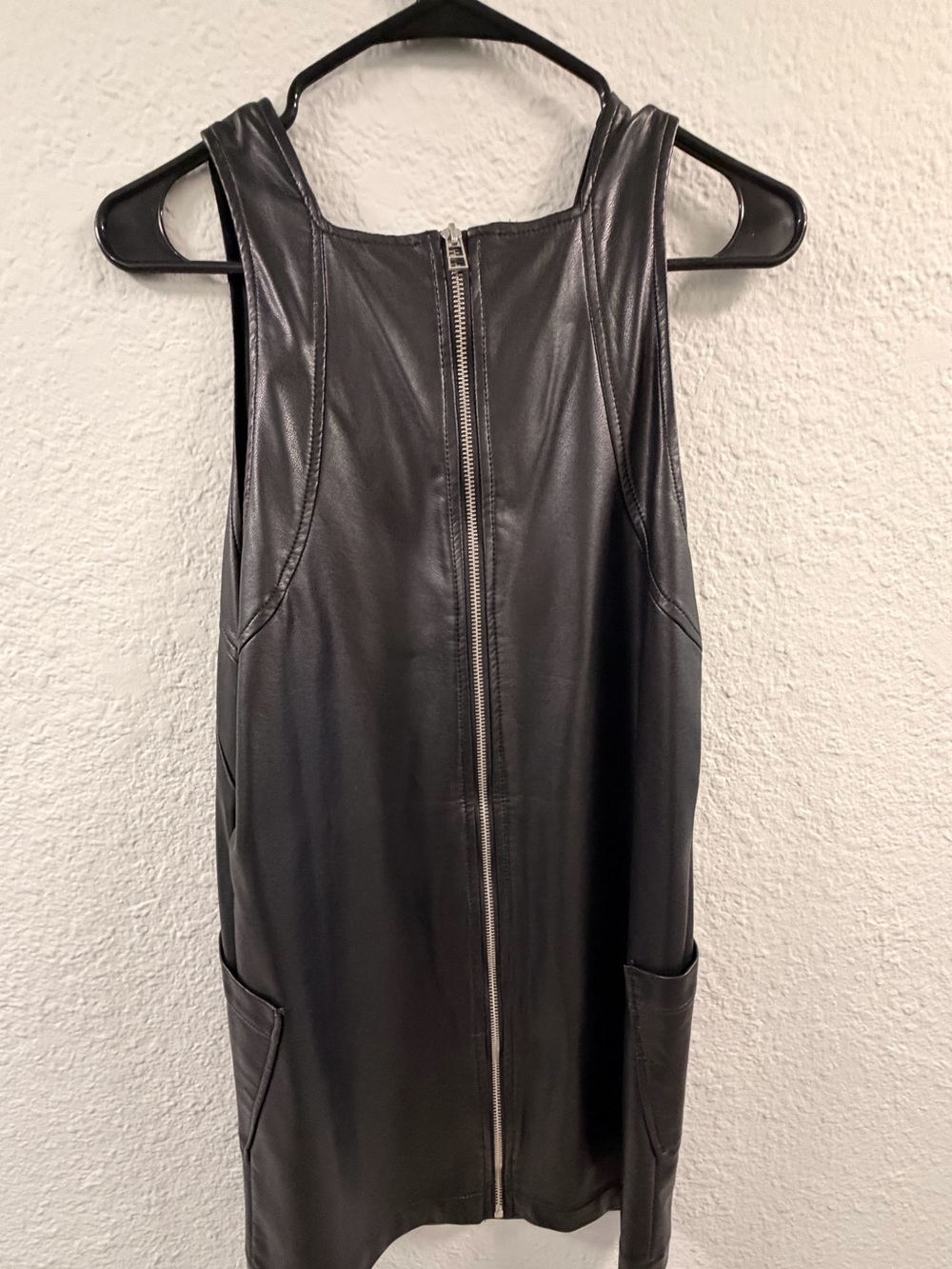 Anthropology Maeve Black Faux Leather Mini Shift Dress - Picture 3 of 4